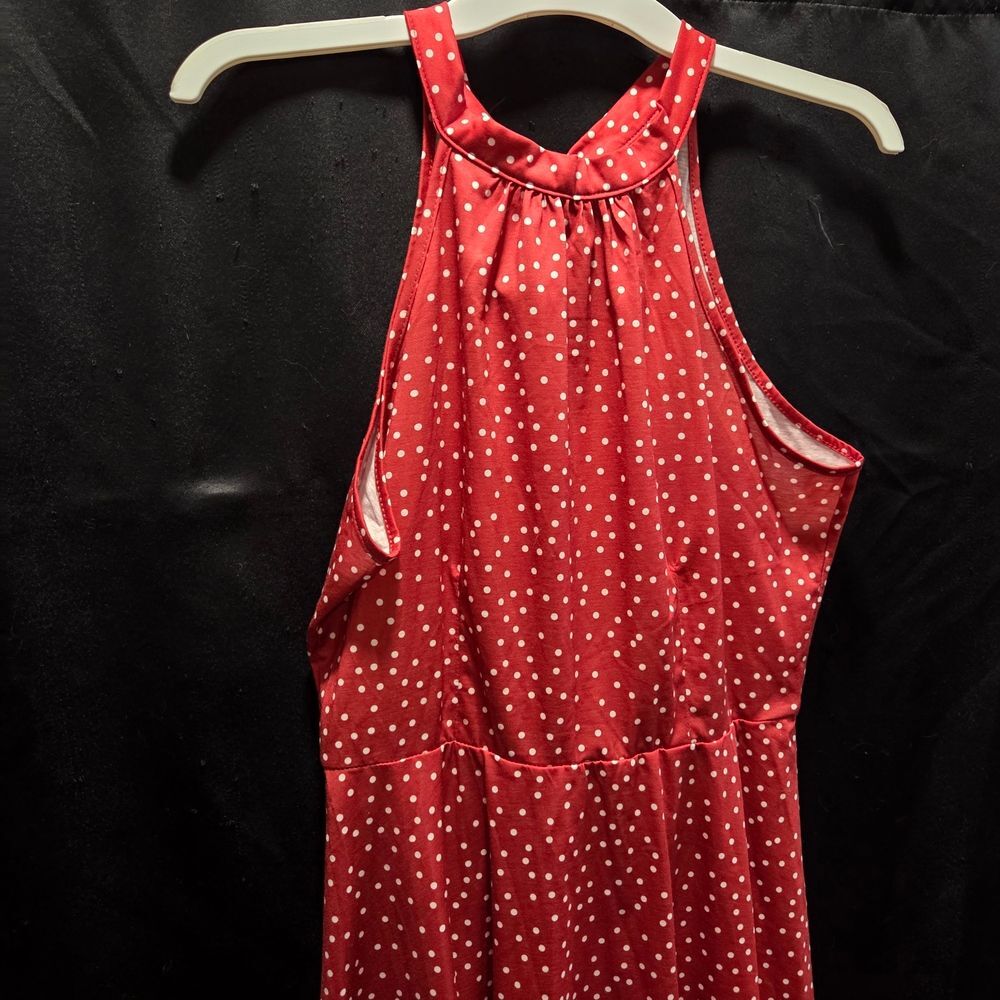 NWT Rockabilly Retro Cottagecore Halter Dress Polka Dot Pin-Up  OE OUGES SZ L
